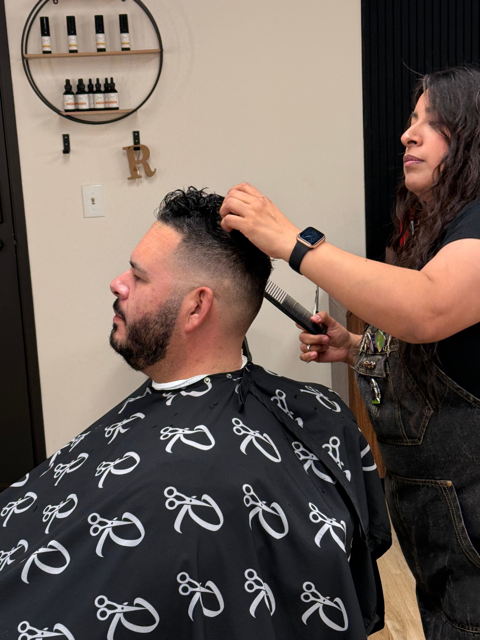 Barber at work